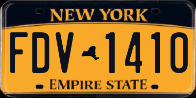NY license plate FDV1410