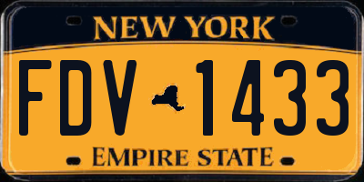 NY license plate FDV1433