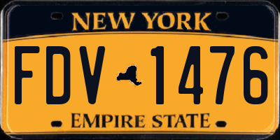 NY license plate FDV1476