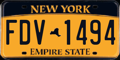 NY license plate FDV1494