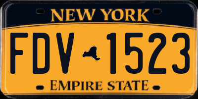 NY license plate FDV1523