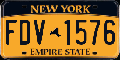 NY license plate FDV1576