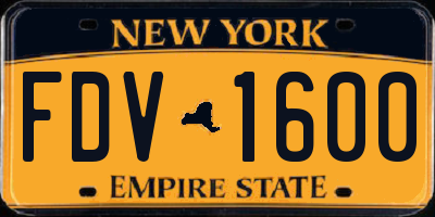 NY license plate FDV1600