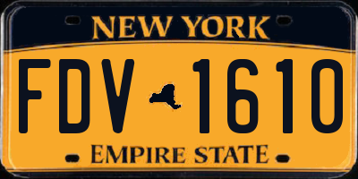 NY license plate FDV1610