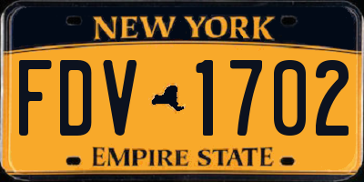 NY license plate FDV1702