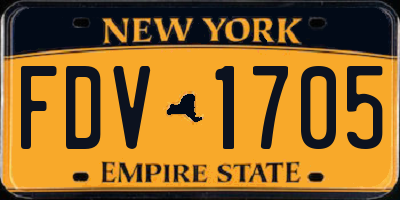 NY license plate FDV1705
