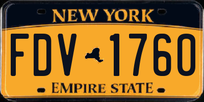 NY license plate FDV1760