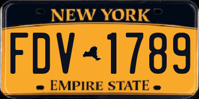 NY license plate FDV1789