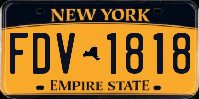 NY license plate FDV1818