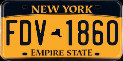 NY license plate FDV1860