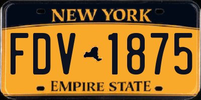 NY license plate FDV1875