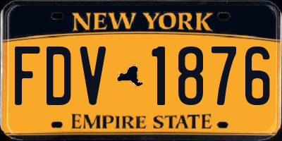 NY license plate FDV1876