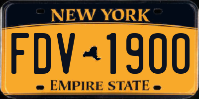 NY license plate FDV1900