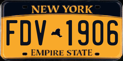 NY license plate FDV1906