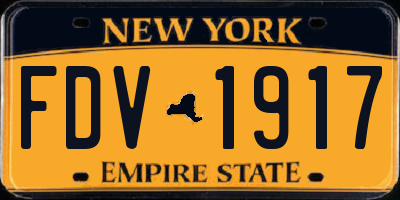 NY license plate FDV1917
