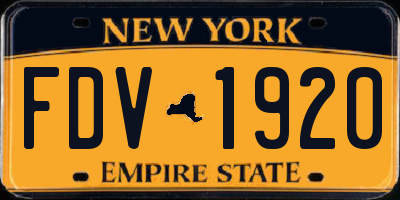 NY license plate FDV1920