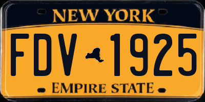 NY license plate FDV1925