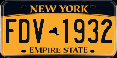 NY license plate FDV1932