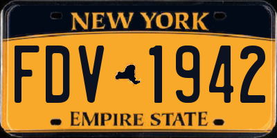 NY license plate FDV1942