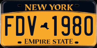 NY license plate FDV1980