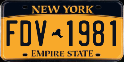 NY license plate FDV1981