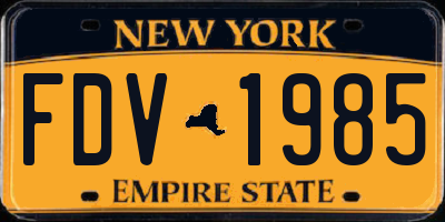 NY license plate FDV1985