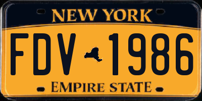 NY license plate FDV1986