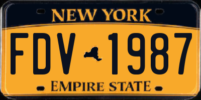NY license plate FDV1987