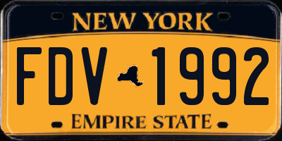 NY license plate FDV1992