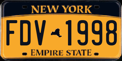 NY license plate FDV1998