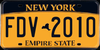 NY license plate FDV2010