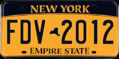 NY license plate FDV2012