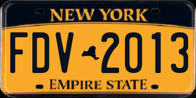NY license plate FDV2013