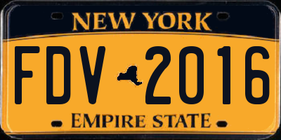 NY license plate FDV2016