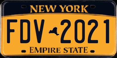 NY license plate FDV2021
