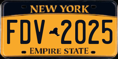 NY license plate FDV2025