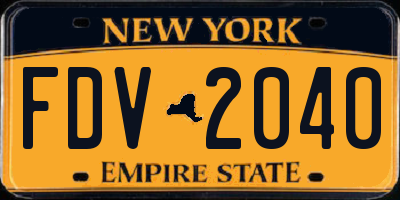 NY license plate FDV2040