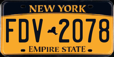 NY license plate FDV2078