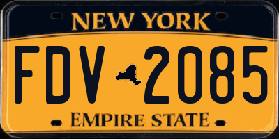 NY license plate FDV2085