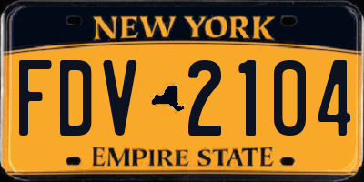NY license plate FDV2104