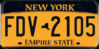NY license plate FDV2105