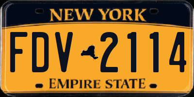 NY license plate FDV2114