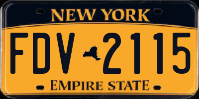 NY license plate FDV2115