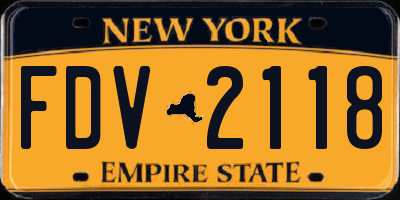 NY license plate FDV2118