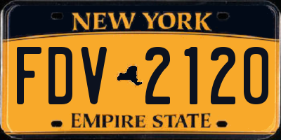 NY license plate FDV2120