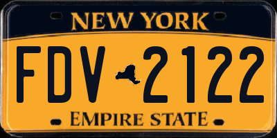 NY license plate FDV2122