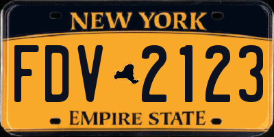 NY license plate FDV2123