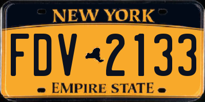 NY license plate FDV2133