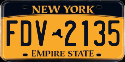 NY license plate FDV2135