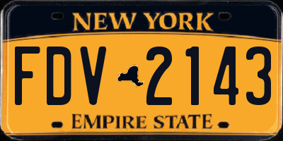 NY license plate FDV2143